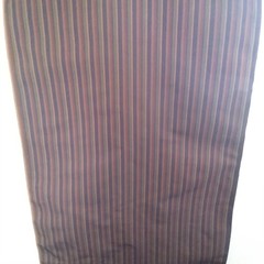 Japanese Kimono Fabric Bolt 100% Silk Tsumugi Stripe Navy Purple EXC AS IS