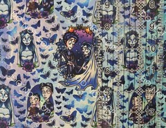 Custom 100% Cotton Woven Fabric Corpse Bride Small Scale By The 1/4 Yard 9×56