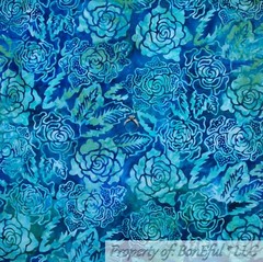 BonEful FABRIC FQ Cotton Quilt Blue Teal Green BATIK Aqua Water Color Fish Ocean