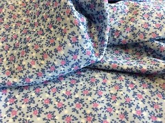 LAVENDER & WHITE MINI FLOWERS ON BLUE POLY-KNIT-60 INCH WIDE- 1 3/8 YARDS