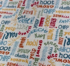 Animal Sounds Word Print Cotton Fabric 20×40″ Multicolor Quilting Sewing