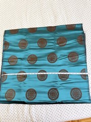 Asian Brocade Fabric 5.47 Yards Teal Bronze Medallion Pattern Sewing Textile