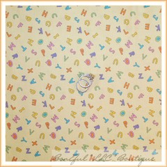BonEful Fabric FQ Cotton Quilt Unisex VTG Yellow Baby Nursery Alphabet Letter UK