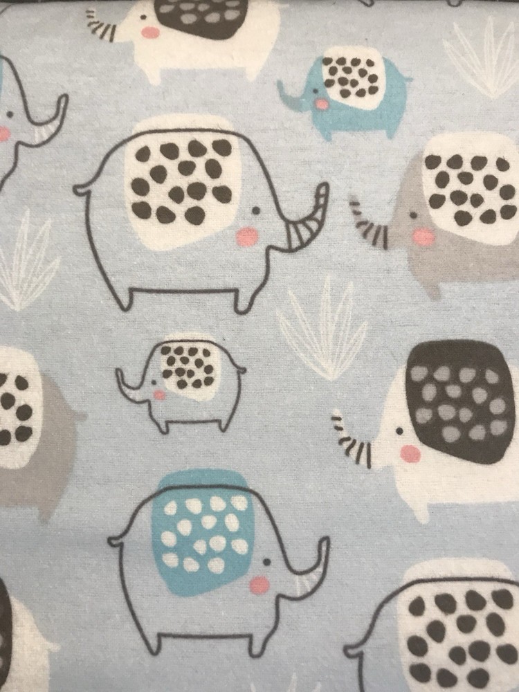 Dotty Elephants Baby Blue Super Snuggle Cotton Flannel Fabric BTY