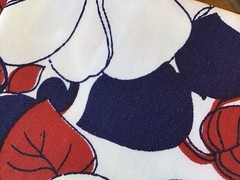 1970s Klopman Mills 44” wide Red, White And Blue Large Floral Fabric, 1 7/8 yd.