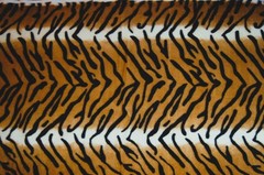 1 Yard Brown Black Tiger Print w/ White Stripe Fleece Fabric 37″ X 58″