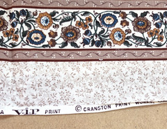 Cranston Print Works Company Two Piece Quilting Panel Brown Floral Country