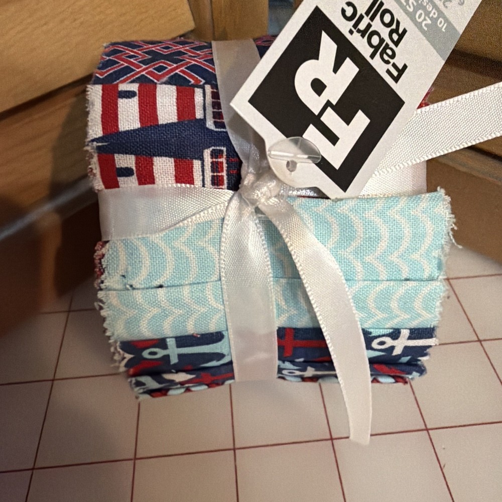Jelly Roll 2.5 X 42 Nautical Roll Red Blue Turquoise White Cotton