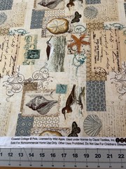 Coastal Collage Ocean Bird Shells David Textiles Cotton Fabric Quilting Sew BTY