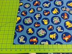 Fabric Pokemon Characters in Circles KAUFMAN Blue 1/4 Yard 7214