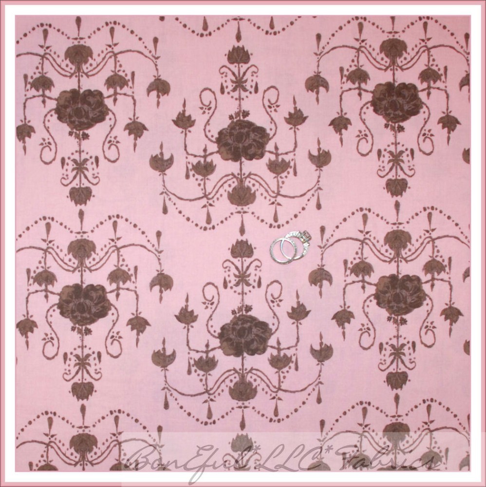 BonEful Fabric Cotton Quilt Pink Brown Flower Shabby Chic BOHO Summer SALE SCRAP