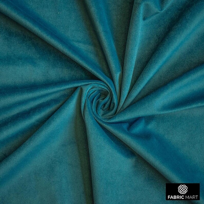 Peacock Green Velvet Fabric by the Yard, 1 Yard Green Velvet Fabric