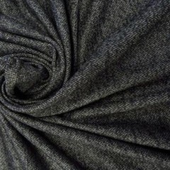 Black and Gray Heathered Herringbone Woolen Suiting