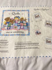 “Quilters appliques”cotton printed panel-set of 3 blocks each 10” square