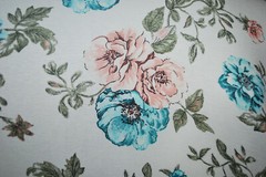 Rayon Stretch Jersey Knit Fabric Beautiful Floral Cream/Teal Multi color 9 oz