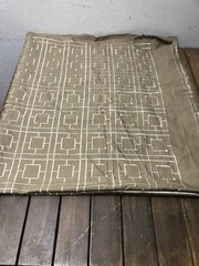 Maxwell Geometric Squares Embroidery Trellis Fabric Grand Central Tan 60x3Yd New