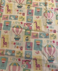 Pastel Hello Baby Animals Fabric Children Baby Home Decor two (2) yard piece