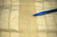 2.8ydX63″W yellow silky rayon-y synthetic wide shadow stripe seersucker fabric