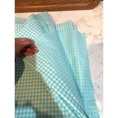 vintage gingham check in turquoise or aqua blue white colorway 60s 54”x66”