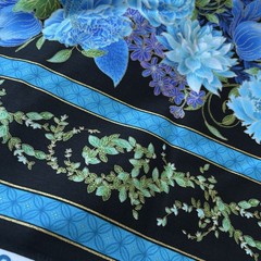 Eden Tree Of Life Purple Blue Gold Floral Birds Border Chong A Hwang 2.5 Yards