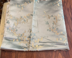 Chinese Satin Plum Blossom Brocade Polyester mint green remnant 19″ x 47″ wide