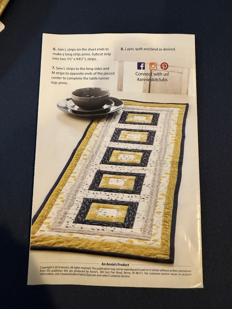Annie’s Creative Quilters “Prairie Table Runner” Fabric AND Pattern NEW