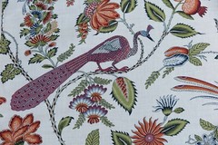 SCHUMACHER CURTAIN FABRIC DESIGN Campagne PERSIMMON & PINK 6.4 METRE LINEN BLEND