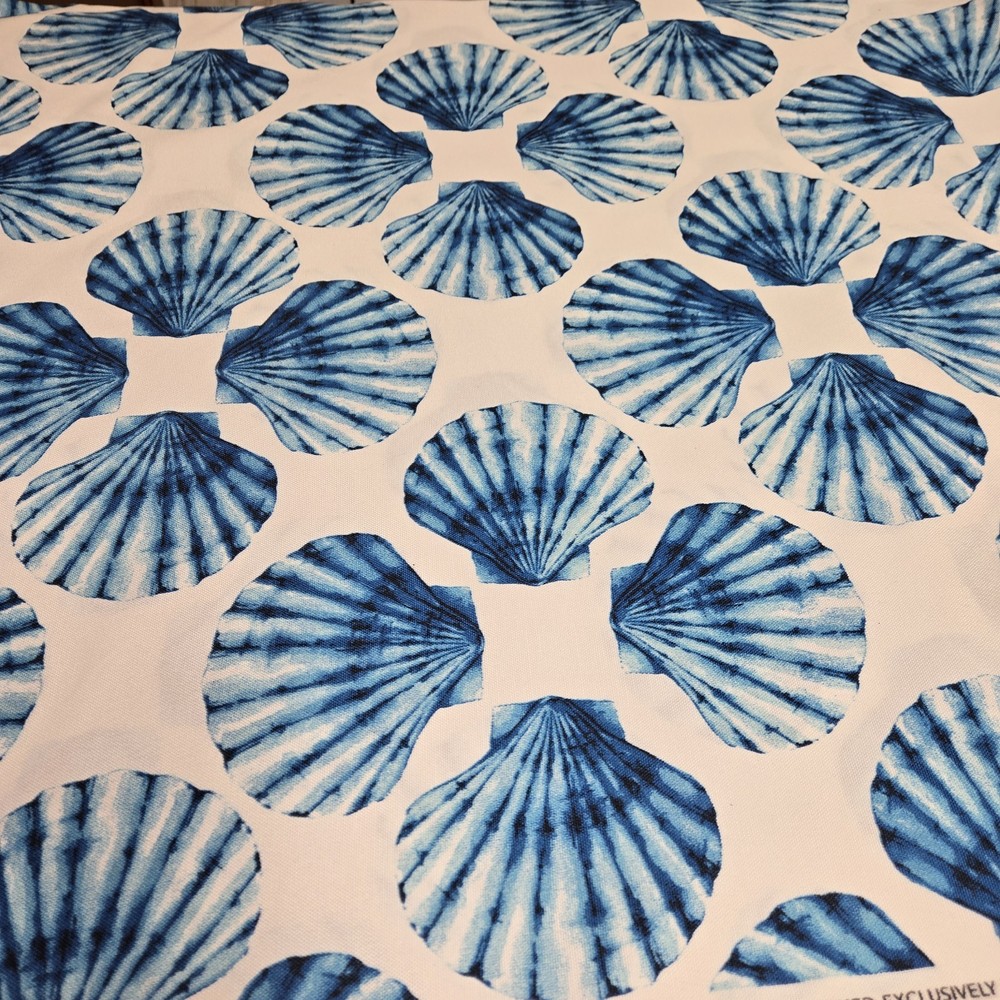 Joann Outdoor Fabric Blue Scallop Shells Coastal Nautical 54” x 1.5 Yds