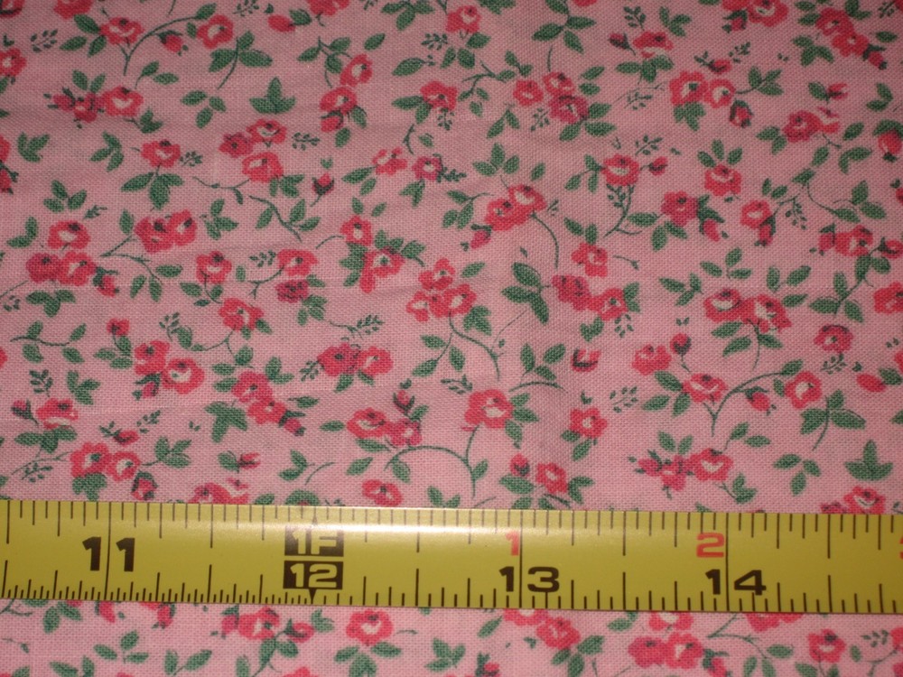 Vintage Pink and Green Peter Pan Calico 2 yards 22″