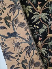Vintage Jungle Print Velvet Tapestry Fabric Monkeys Leopard Remnants