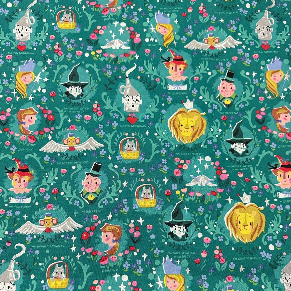 FQ Fat Quarter Dorothys Journey Vignette Jill Howarth Emerald Fabric 18″ x 21″
