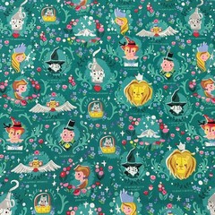 FQ Fat Quarter Dorothys Journey Vignette Jill Howarth Emerald Fabric 18″ x 21″