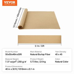 VEVOR Burlap Fabric Roll Burlap Tree Wrap 40 in x 30 ft for Crafts & Plants