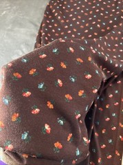 Brown Background Floral Polyester Cotton Blend Fabric 60 Inches Wide 1.30 Yards