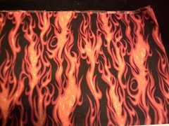 WASHED & IRONED Flames, black background Fat Quarter 18″X21 1/2 ” Cotton Fabric