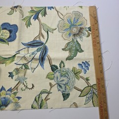 ​P Kaufmann Brissac Sapphire Linen Blend Fabric Floral Jacobean Fleur De Leaf…