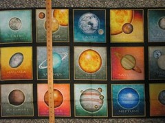 PLANETS RINGED EARTH URANUS PLANET DIGITAL LARGE 15 BLOCK COTTON FABRIC PANEL