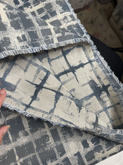 Fabric Calligraphy Plaid/Abstract Grid Design Grey 1.56 Yards x 2.75 Yards