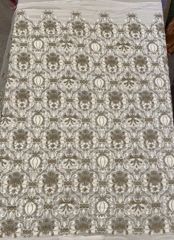 Ivory Gold Brown Silk Chiffon Fabric 40”Width Sold By The Yard