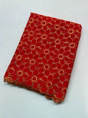 Red Gold Voile Lace- Gold Floral Lace- Sold by 5 Yards..