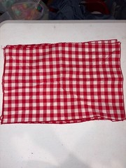 Red & White Gingham Fabric Table Cloth 16″ X 12″ Rustic Farmhouse Style