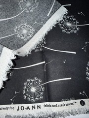 Joann Remnant BLACK AND WHITE Dandelion Sturdy FABRIC 30” By 44”