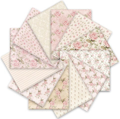 Whaline 12Pcs Spring Cotton Fabric Bundles 18 X 22 Inch Retro Floral Printed Fat