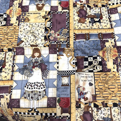 Checkered Past Kathi Walters Sewing Theme Quilting Fabric BT Half Y #13