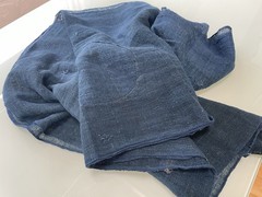 Antique Japanese BORO Indigo Kaya Mosquito Net Fabric Faded Distressed Blue 74″