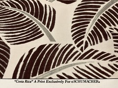 Schumacher Large Tropical Leaf Print Fabric- Costa Rica Chocolate 1.25 yd 176192