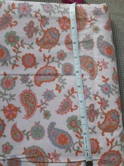 Vintage Sewing Fabric Cotton Pastel Paisley Peach Blue on White 1.75ydsX45″