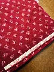 VTG Cranston Cotton Fabric Burgundy Wine Maroon Ditsy Pink Floral BTY Quilt Doll