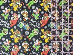 Custom 100% Cotton Woven Fabric Super Mario Brothers Video Game 1/4 Yard Xmas