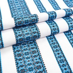 Tablecloth Decorative Ukrainian Easter folk decor White Blue Flowers Rectangular